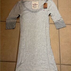 Vintage NWT Hollister Gray Striped Quarter Sleeve Top